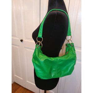 Kelly Green Faux Leather Mini Bag Silver Hardware y2k Retro Slouchy
